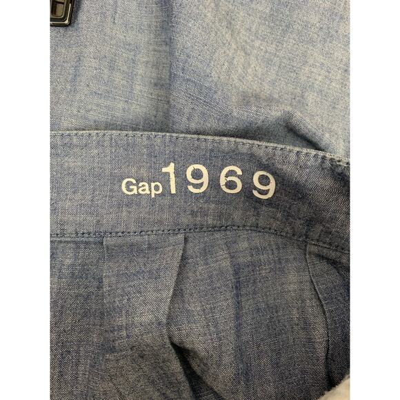 GAP 1969 Skirt Womens size 2 TALL Blue Soft Chambray Pockets Pleated - Picture 6 of 7